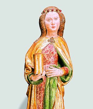 kleine Statue der heiligen Madgalena mit Salbenbüchse